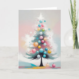 Cartes Pour Fêtes Annuelles Pastel Noël avec ornements effet aquarelle