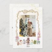 Cartes Pour Fêtes Annuelles Pastel Nutcracker Ribbon Photo de Noël (Devant / Derrière)