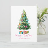 Cartes Pour Fêtes Annuelles Pastel Pink Bows Christmas Tree (Debout devant)