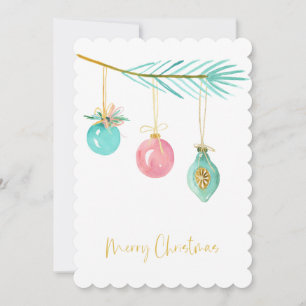 Cartes Pour Fêtes Annuelles Pastel Pink Farmhouse Check Ornement de Noël