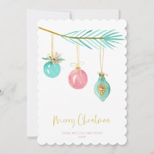 Cartes Pour Fêtes Annuelles Pastel Pink Farmhouse Check Ornement de Noël