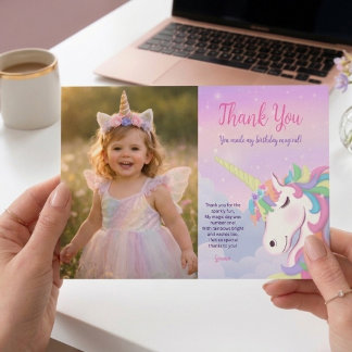 Cartes Pour Fêtes Annuelles Pastel Rainbow Magical Birthday Thank You Card