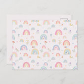 Cartes Pour Fêtes Annuelles Pastel Rainbows Girly Fleurs sauvages & Coeurs (Devant / Derrière)