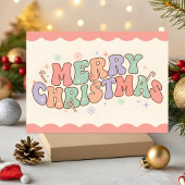 Cartes Pour Fêtes Annuelles Pastel Retro Groovy Merry Christmas