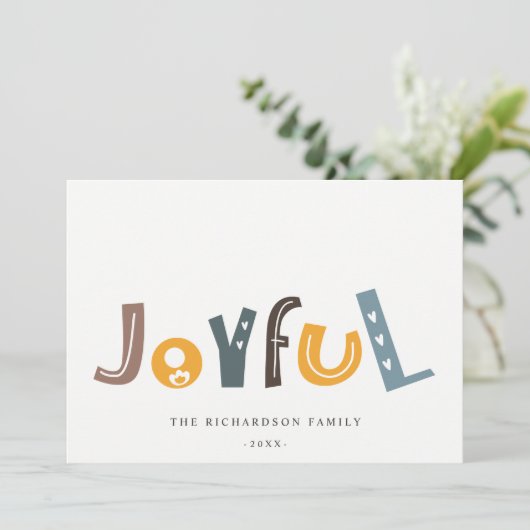 Cartes Pour Fêtes Annuelles Pastel Scandi Jaune Gris Texte Joyeux Noël (Debout devant)