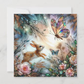 Cartes Pour Fêtes Annuelles Pastel Vitrail Bunny Chases Papillon Pâques (Devant)