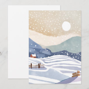 Cartes Pour Fêtes Annuelles Pastel Watercolor Hills
