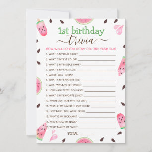 Cartes Pour Fêtes Annuelles Pastèque Un Melon Unique Jeu De Questions Pour 1er