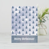 Cartes Pour Fêtes Annuelles Patchwork d'hiver de l'arbre Denim bleu (Debout devant)
