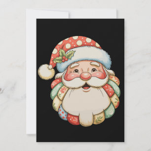 Cartes Pour Fêtes Annuelles Patchwork Mignon Père Noël Noël Xmas Fête Rétro