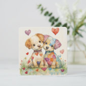 Cartes Pour Fêtes Annuelles Patchwork Pups à la Saint-Valentin (Debout devant)