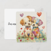 Cartes Pour Fêtes Annuelles Patchwork Pups à la Saint-Valentin (Devant / Derrière)