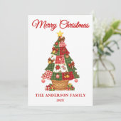 Cartes Pour Fêtes Annuelles Patchwork sapin de Noël non photo (Debout devant)