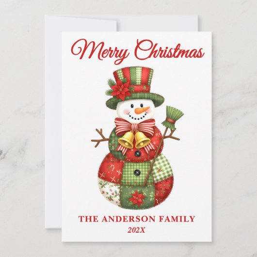 Cartes Pour Fêtes Annuelles Patchwork Snowman Christmas (Devant)