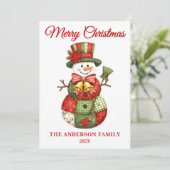 Cartes Pour Fêtes Annuelles Patchwork Snowman Christmas (Debout devant)