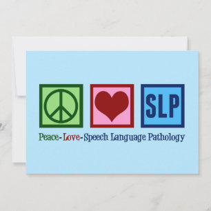 Cartes Pour Fêtes Annuelles Pathologie du langage vocal Paix Amour SLP Bleu