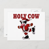 Cartes Pour Fêtes Annuelles Patinage Noël Vache sainte (Devant / Derrière)