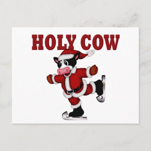 Cartes Pour Fêtes Annuelles Patinage Noël Vache sainte (Devant)