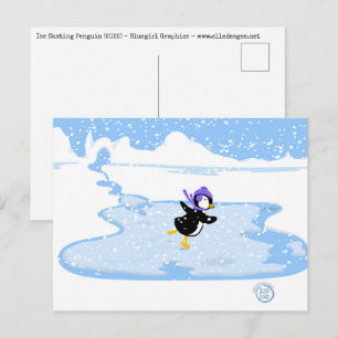 Cartes Pour Fêtes Annuelles Patinage Penguin Noël