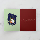 Cartes Pour Fêtes Annuelles Patinage pingouin avec texte de Noël personnalisé (Intérieur)