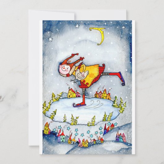 Cartes Pour Fêtes Annuelles Patinage sur glace (Devant)