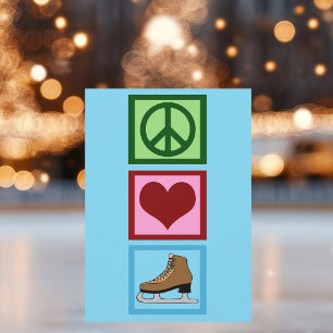 Cartes Pour Fêtes Annuelles Patinage sur glace Paix Amour