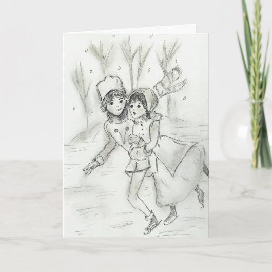 Cartes Pour Fêtes Annuelles Patineurs à l'ancienne (Devant)