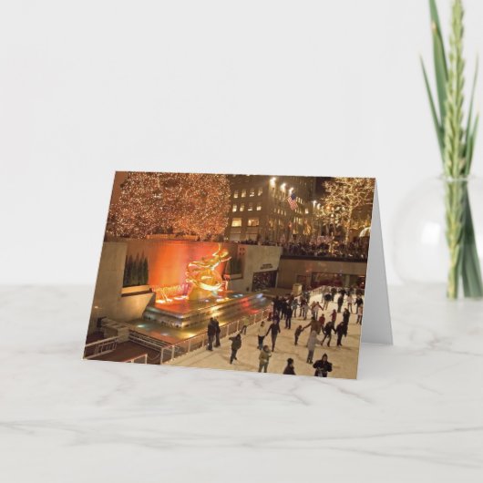 Cartes Pour Fêtes Annuelles Patineurs d'arbre (Devant)