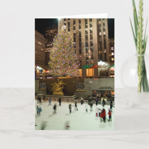 Cartes Pour Fêtes Annuelles Patineurs d'arbre de Noël