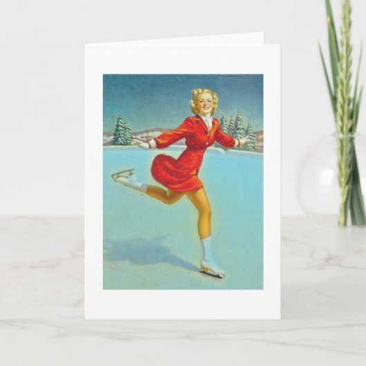 Cartes Pour Fêtes Annuelles patineuse (Devant)