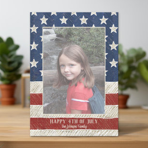 Cartes Pour Fêtes Annuelles Patriotic Christmas 1 photo Drapeau Américain Vert