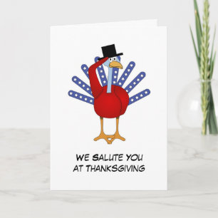 Cartes Pour Fêtes Annuelles Patriotic Thanksgiving Turkey Saluting