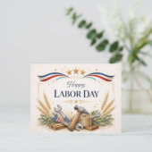 Cartes Pour Fêtes Annuelles Patriotic Worker Tools Labor Day (Debout devant)