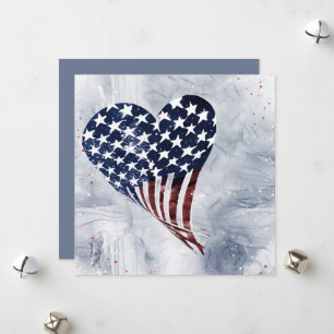 Cartes Pour Fêtes Annuelles Patriotique American Flottant Heart Art