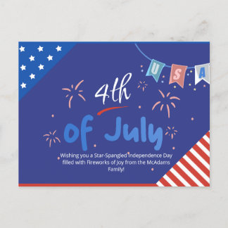 Cartes Pour Fêtes Annuelles Patriotique minimaliste feux d'artifice