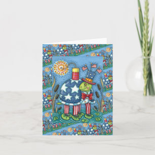 CARTES POUR FÊTES ANNUELLES PATRIOTIQUE ONCLE SAM TURTLE, FUNNY FIRECRACKER MÊ