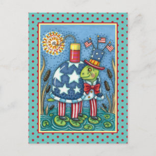 CARTES POUR FÊTES ANNUELLES PATRIOTIQUE ONCLE SAM TURTLE, FUNNY FIRECRACKER MÊ