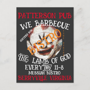 CARTES POUR FÊTES ANNUELLES PATTERSON PUB NOUS BARBECUE L'AGNEAU DE DIEU TOUS 
