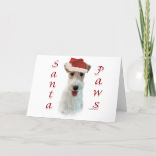 Cartes Pour Fêtes Annuelles Pattes de Fox Terrier Père Noël de fil