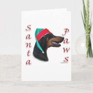 Cartes Pour Fêtes Annuelles Pattes de Père Noël du Pinscher de dobermann