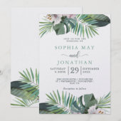 Cartes Pour Fêtes Annuelles Paume Mariage rustique tropical été (Devant / Derrière)