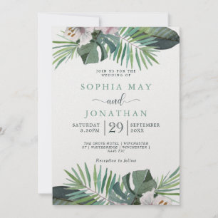 Cartes Pour Fêtes Annuelles Paume Mariage rustique tropical été