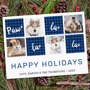 Cartes Pour Fêtes Annuelles Paw La La La Blue Buffalo Plaid Photo Collage