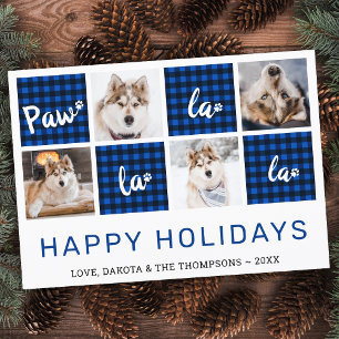 Cartes Pour Fêtes Annuelles Paw La La La Blue Buffalo Plaid Photo Collage
