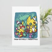 Cartes Pour Fêtes Annuelles Paw-sitivement Effrayant | Chats Monstrueux Hallow (Debout devant)