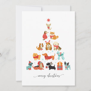 Cartes Pour Fêtes Annuelles Paw-some Christmas Tree - Un jour férié à la traîn