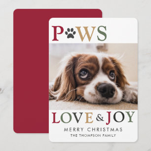 Cartes Pour Fêtes Annuelles Paws Love Joy Pet Photo Holiday Card