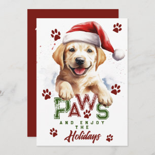 Cartes Pour Fêtes Annuelles Paws Profitez des fêtes du Labrador Santa Hat Noël