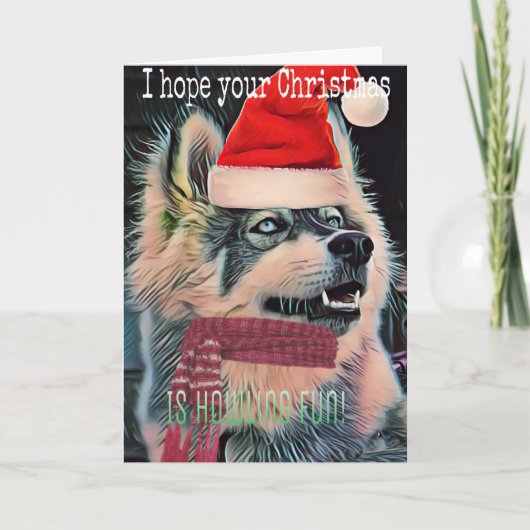 Cartes Pour Fêtes Annuelles Pawsome Husky Joyeux Noël (Devant)