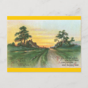 Cartes Pour Fêtes Annuelles Pays coucher de soleil voeux de nouvel an
